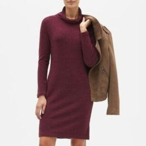 NWT Banana Republic Mock Neck Knit Sweater Dress Cherry Red/Plum Sz M